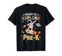 Pronto per esplorare Pre-K Astronauta 1st Day of Prek Boys Space Maglietta