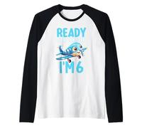 Pronto per il decollo I'm 6 Funny 6th Birthday Boy Airplane Maglia con Maniche Raglan