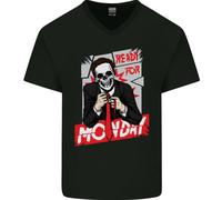 Pronto Per Lunedì Divertente Lavoro Teschio Maglietta In Cotone A V Per Uomo