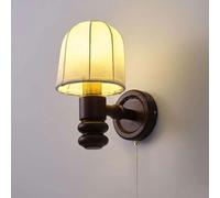 Prontoni con pareti in Legno Vintage con Interruttore a Catena a trazione, retrò Lampada da Letto per Parete per Parete in Tessuto Floreale, Camera da Letto per la corridoio di Illuminazione per la
