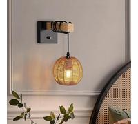 Prontoni Moderni Boho con Interruttore dimmerabile, Plug Lampada Parete Intrecciata a Mano e cablare, Applique Muro per Il corridoio della Camera da Letto del Soggiorno, (Beige)