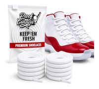 Proof Culture Jordan 11 - Lacci ovali spessi per scarpe da basket e scarpe da ginnastica, rotondi, confezione da 2, colore: bianco e nero, bianco, 54 Inches