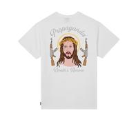 PROPAGANDA Descrizione T-Shirt a Manica Corta e Girocollo, Realizzata in 100% Cotone Made in Italy. Rifinita con Stampa Serigrafica sul Retro e Ricamo Frontale. vestibilità Regolare. Dettagli 100%