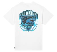 PROPAGANDA T-Shirt Triangle Shark Maglia Uomo Originale 2025 (IT, Testo, L, Regular, Regular, Bianco)