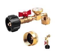 Propane Refill Adapter, Propane Bottle Adapter, 90-Degree Propane Adapter, Refill Propane Tank, Propane Valve Gauge, Convenient Propane Refill Adapter with Valve for Propane Heater BBQ Grill Stove
