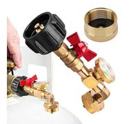 Propane Refill Adapter With Valve And Gauge - QCC1 Propane Bottle Refill Adapter | 90-Degree Elbow | Fills 1 Lb Cylinders From 20 Lb Tank, Luminous Pressure Gauge, For Outdoor Parties Thanksgiving Chr