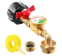 Propane Refill Elbow Adapter with Tank Gauge,Propane Refill Adapter,Brass Connector,90-Degree Elbow Design,Fits QCC1 Type1 Camping Propane Bottle Connector with on or Off Control,Solid Brass (2)