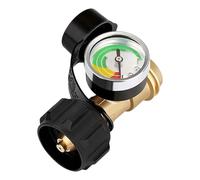 Propane Tank Gauge - Easy Read Color Coded Level Indicator | Solid Brass Leak Detector For 5 40 Lb Tanks | QCC1 Type 1 Connection For RVs Grills Heaters, Cylinder Pressure Gauge