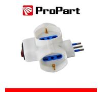 Propart-el Adattatore 3 prese 2P+T 10/16A bipasso/Schuko con interrutt. Spina 10