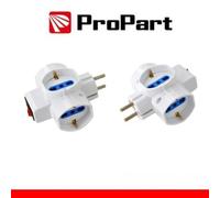Propart-el Adattatore 3 prese 2P+T 10/16A bipasso/Schuko con interrutt. Spina Sc