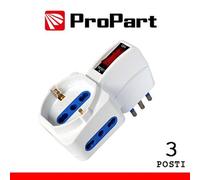 Propart-el Adattatore 3pos bipasso/schuko spina10A salvaspazio + inter.