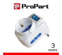 Propart-el Adattatore 3pos bipasso/schuko spina16A salvaspazio + inter.