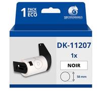 100 ETICHETTE CD/DVD COMPATIB DK-11207 58MM NERO/BIANCO