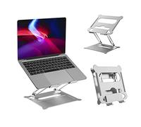 ProperAV Supporto per computer portatile in alluminio argentato, regolabile in altezza, per MacBook Air/Pro, Dell, HP, ASUS, Google, Lenovo, Acer, Chromebook, Microsoft Surface ecc