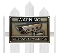 Property Camera Signs, Metal Vintage Security Warning Sign, Fade Resistant All Weather Camera Notice, Private Property Protection, Sign for Farmhouse Bar Warehouse Garage, 11.81x7.87 Inch