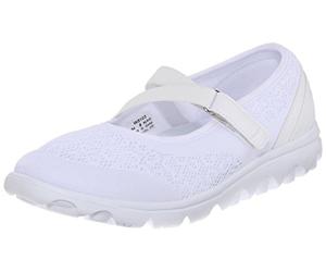 Propét Donne Punta Chiusa Mary Jane Flats, Bianco, 42 EU X-Larga