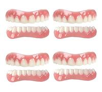 PROPFE Denti Finti Dentiera Temporanei Naturali Protesi Denti in Silicone Staccabile Riutilizzabile Sorriso Impiallacciature Istanti Denti Dentatura,4 Pairs