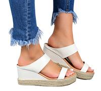 PROPFE Sandali Donna con Zeppa Estive Punta Aperta Tessitura A Spago Plateau Sandali Casual Pantofole Eleganti Sandali da Spiaggia da Festa Comode Traspirante,002,38EU