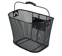 Prophete Cestino per bicicletta rimovibile con adattatore per manubrio, rivestito in plastica PE a maglia stretta, 340 x 250 x 260 mm, nero