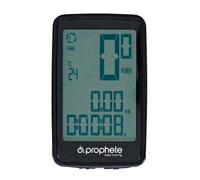 Prophete Computer da bicicletta con 14 funzioni e trasmissione radio, nero, con supporto, montaggio senza attrezzi, batteria agli ioni di litio, ricaricabile, con cavo USB