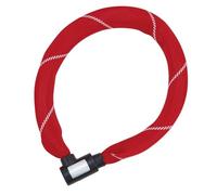 Prophete Lucchetto a catena per bicicletta, lunghezza 110 cm, diametro 8,5 mm, catena in acciaio temprato, con protezione tessile, con 2 chiavi tagliate laser, lucchetto sicuro per bicicletta, rosso