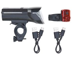 Prophete Set di luci a LED, 100/50/25 lux, montaggio senza attrezzi, agli ioni di litio con USB, StVZO