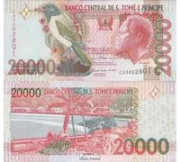 Prophila Collection Banconote Sao Tome e Principe Pick: 67d Bankfrisch 2010 20.000 Dobras (banconote per collezionisti) Uccelli