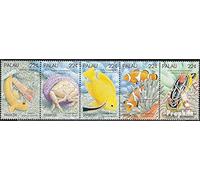 Prophila Collection Palau-Isole 216-220 Cinque Strisce (Completa Edizione) MNH ** MNH 1987 organici Movimento (Francobolli per i Collezionisti) Acqua Animali