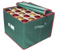 ProPik Grande scatola portaoggetti natalizia per contenere fino a 75 ornamenti natalizi, decorazioni per le vacanze, accessori contenitore con divisori, resistente Oxford 600D (verde)