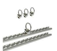 ProPlus 342178 - Set di binari di ancoraggio, 2 x 60 cm, con 4 occhielli