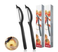PROPOG 2 Pezzi Pelapatate Professionale, Pela Patate e Verdure Inossidabile Pelati Pomodoro in Acciaio Taglio Frastagliato, Ultra Affilato per Mela, Carote e Frutta (Nero)