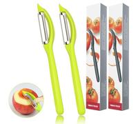 PROPOG 2 Pezzi Pelapatate Professionale, Pela Patate e Verdure Inossidabile Pelati Pomodoro in Acciaio Taglio Frastagliato, Ultra Affilato per Mela, Carote e Frutta (Verde)