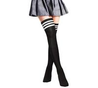 PROPOG Calze Lunghe Donna Sopra Ginocchio, Parigine Donna Nero Ginocchio Calzini Sportivi Calze Calzini Cosplay Caldi Calzini Lunghi College Cheerleader Costume Ragazza