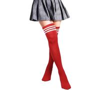 PROPOG Calze Lunghe Donna Sopra Ginocchio, Parigine Donna Rosso Ginocchio Calzini Sportivi Calze Calzini Cosplay Caldi Calzini Lunghi College Cheerleader Costume Ragazza