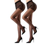 PROPOG Collant 30 Denari Nero Donna - Calze Nere Donna Trasparenti Elasticizzate con Rinforzo Anti-Strappo, 2 Paia Comodi ed Eleganti per Ufficio e Vita Quotidiana