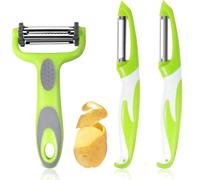 PROPOG Pelapatate Professionale, 3-in-1 Pela Patate e Verdure Lama Acciaio Inossidabile Sbuccia Pela Carote Datto per Campeggi in Famiglia Picnic e Viaggi 3 Pezzi