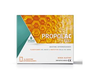 PropolAC Flu Effervescente - Integratore Alimentare, Dispositivo medico - Con NAC ed estratto di propoli - protegge le vie aeree - 10 buste da 4 g