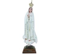Proposte Religiose Statua della Madonna di Fatima in Resina Dipinta a Mano con Occhi in Vetro. Altezza cm 35