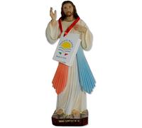 Proposte Religiose Statua di Gesù Misericordioso in Resina Dipinta a Mano - Cm 30 Made in Italy