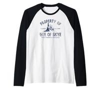 proprietà dell'Isola di Skye Scozia Distressed Navy Print Maglia con Maniche Raglan