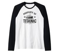 proprietà di Titanic 1912 White Star Line Aged Black Print Maglia con Maniche Raglan