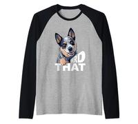 Proprietario Australiano del Cane da Bestiame dicendo Che mandria Quel Tacco Blu Maglia con Maniche Raglan