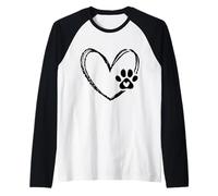 Proprietario di San Valentino Cane Amore Cuore E Zampa Pet Maglia con Maniche Raglan