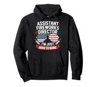 Proprio Qui a Bang Assistant Fireworks Director 4 luglio Felpa con Cappuccio