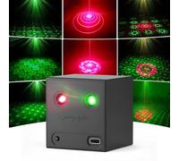 Propulsion Life Mini Luci Discoteca Batteria, R/G Luce di Scena Controllate dalla Musica con 64 Effetti Luminosi Dinamici, Ricarica Type-C, Luci Festa per DJ Bar Club Halloween Matrimoni Natale