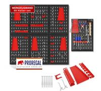 PROREGAL ARES - Set di 6 pannelli forati in metallo, con 58 ganci e supporti, 240 x 60 cm, con materiale di montaggio, portautensili da officina, espandibili