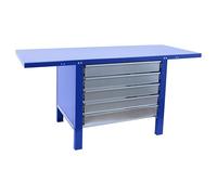 PROREGAL Banco da lavoro BUFFALO METAL con 5x Cassetto | AxLxP 83x180x73cm | Portata 700kg | Grigio | Tavolo da lavoro