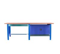 PROREGAL Banco da lavoro BUFFALO WOOD con 1x Cassetto + Armadio| AxLxP 86,5x210x75cm | Portata 1000kg | Grigio | Tavolo da lavoro