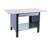 PROREGAL Banco da lavoro BUFFALO WOOD con 1x Cassetto | AxLxP 86,5x120x75cm | Portata 1000kg | Grigio | Tavolo da lavoro