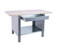 PROREGAL Banco da lavoro BUFFALO WOOD con 1x Cassetto | AxLxP 86,5x150x75cm | Portata 1000kg | Grigio | Tavolo da lavoro